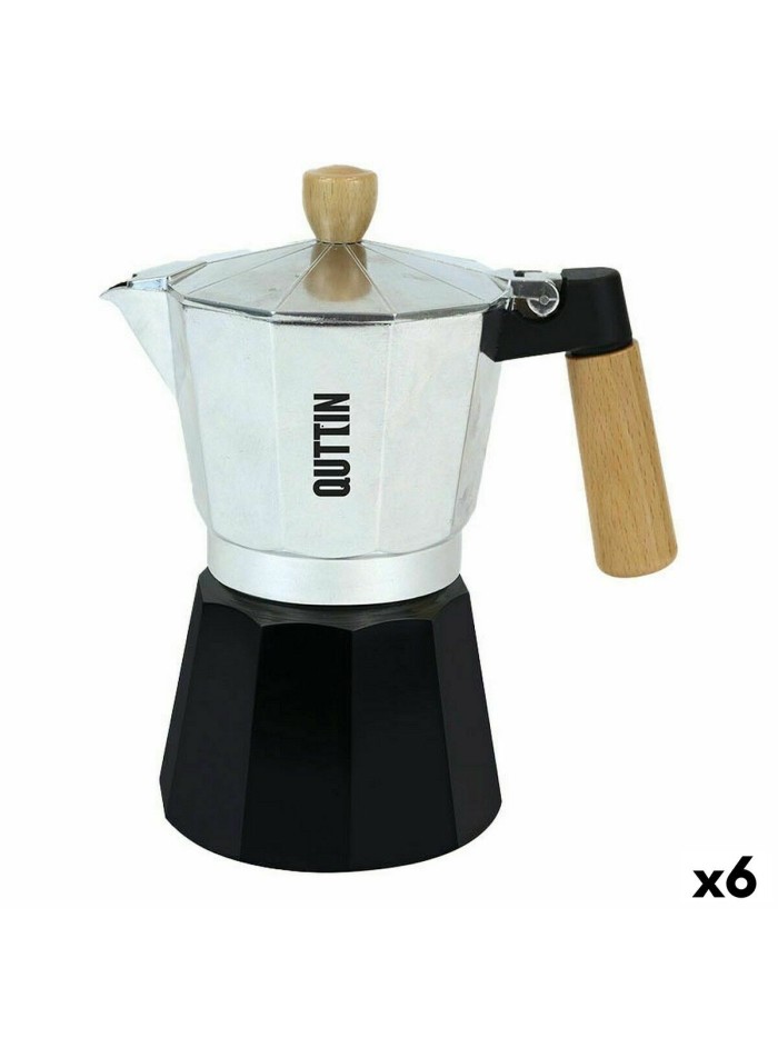 Italian Coffee Pot Quttin Wood Aluminium 12 Cups (6 Units)