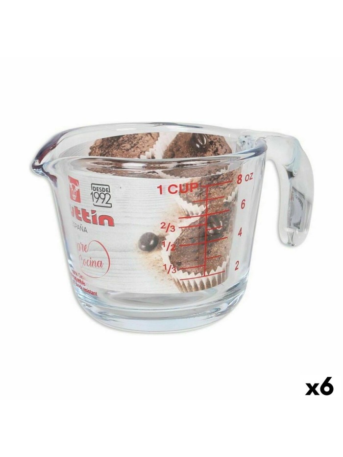 Measuring Jug Quttin 250 ml Glass (6 Units)
