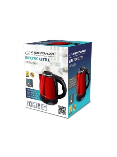 Kettle Esperanza EKK128R Black Red Stainless steel Plastic 1350 W 1 L