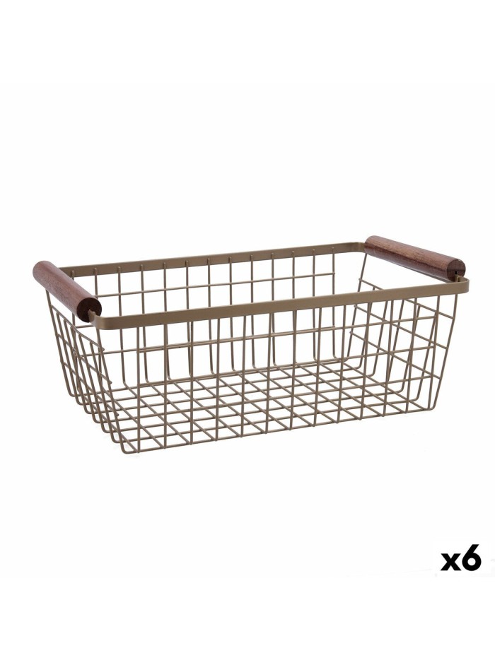 Multi-purpose basket Bidasoa Tiara Steel Copper 32 x 26 x 8 cm (6 Units)