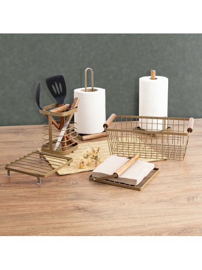 Cesta Multiusos Bidasoa Tiara Acero Cobre 32 x 26 x 8 cm (6 Unidades)