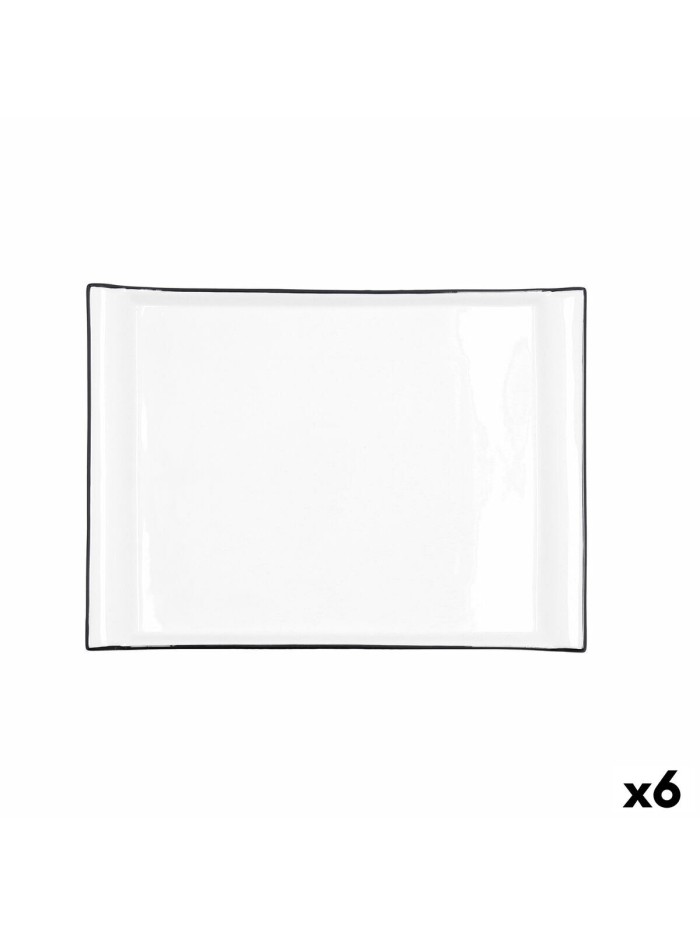 Plateau apéritif Quid Gastro Blanc Noir Céramique 31 x 23 cm (6 Unités)