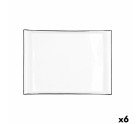 Snack tray Quid Gastro White Black Ceramic 31 x 23 cm (6 Units)