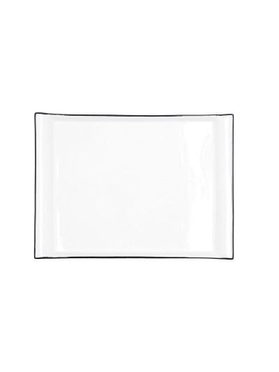 Snack tray Quid Gastro White Black Ceramic 31 x 23 cm (6 Units)
