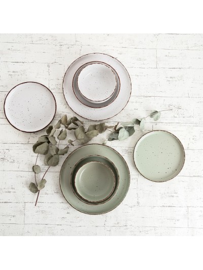 Dessert dish Quid Duna Green Ceramic 20 x 2,5 cm (6 Units)