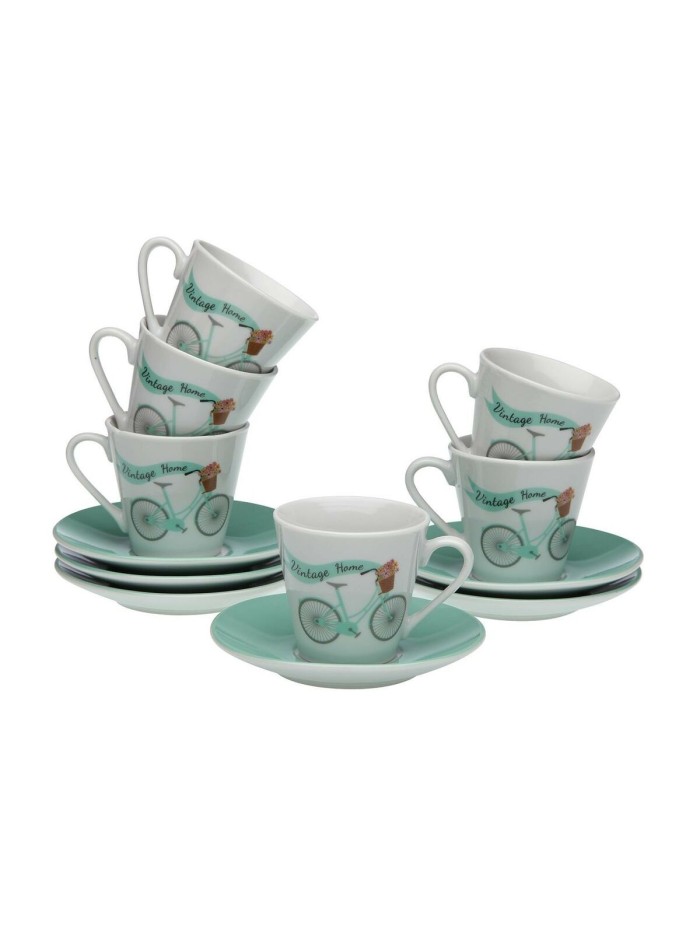 Piece Coffee Cup Set Versa Bicycle 6 Units Porcelain