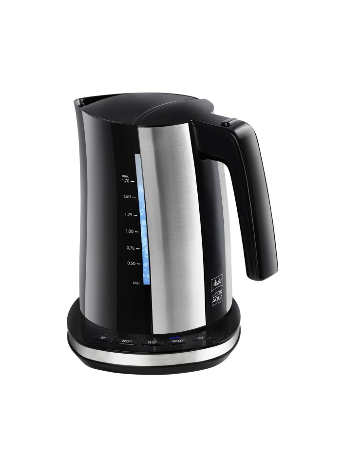 Hervidor y Tetera Eléctrica Melitta LOOK AQUA DELUXE BLACK EU Negro/Plateado Acero Inoxidable 2400 W 1,7 L