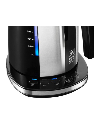 Water Kettle and Electric Teakettle Melitta LOOK AQUA DELUXE BLACK EU Black/Silver Stainless steel 2400 W 1,7 L