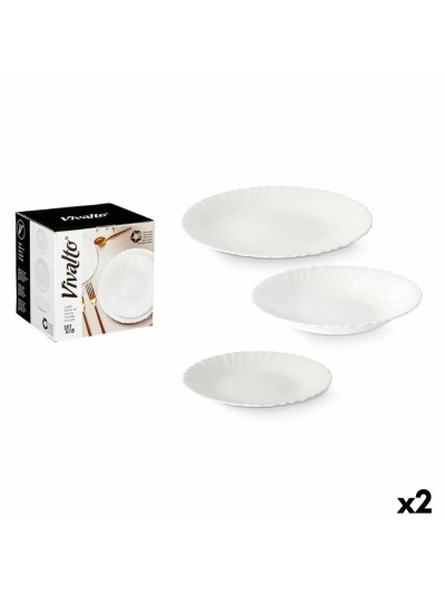 Set de Vajilla Blanco Vidrio (2 Unidades) 18 Piezas