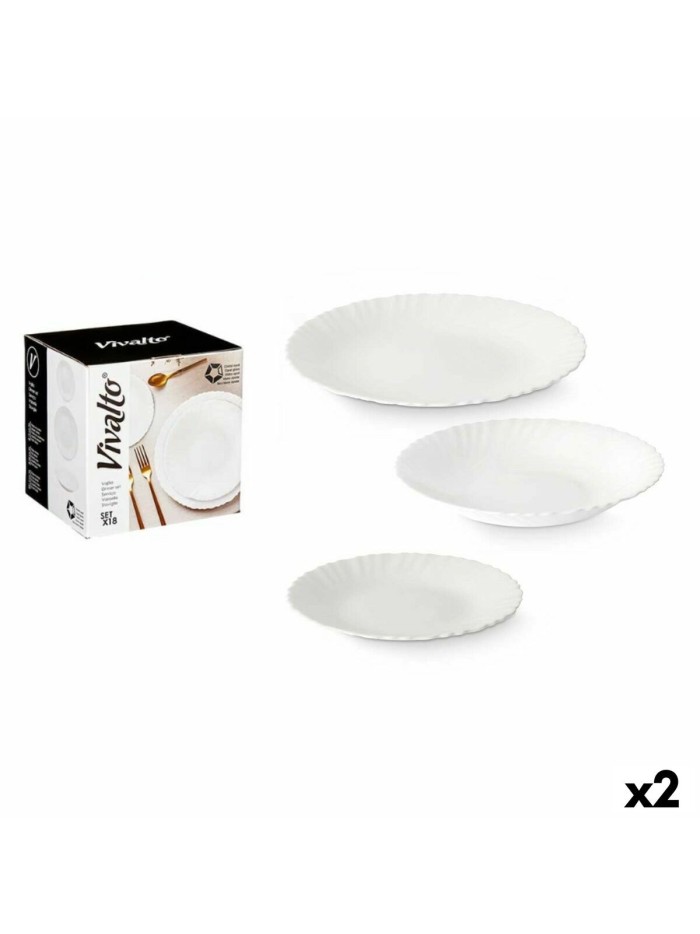 Dinnerware Set White Glass (2 Units) 18 Pieces