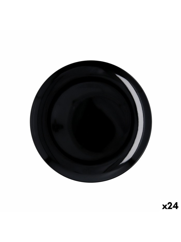Plato Llano Quid Select Basic Negro Melamina Ø 25 cm (24 Unidades)