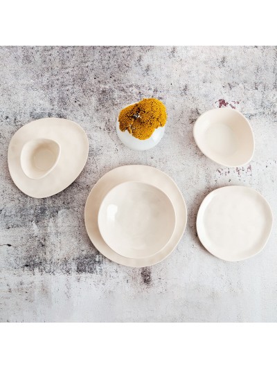 Plato Llano Bidasoa Cosmos Blanco Cerámica 23 cm (6 Unidades)