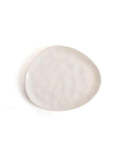 Flat Plate Bidasoa Cosmos White Ceramic 23 cm (6 Units)