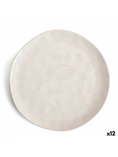 Plato Llano Bidasoa Cosmos Blanco Cerámica 26 cm (12 Unidades)