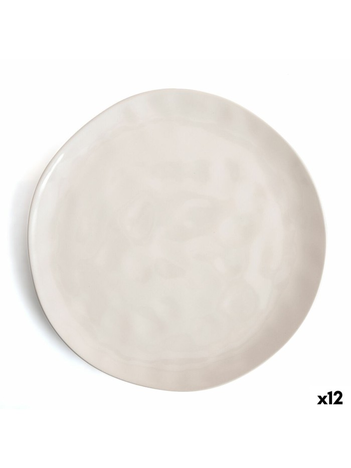 Flat Plate Bidasoa Cosmos White Ceramic 26 cm (12 Units)