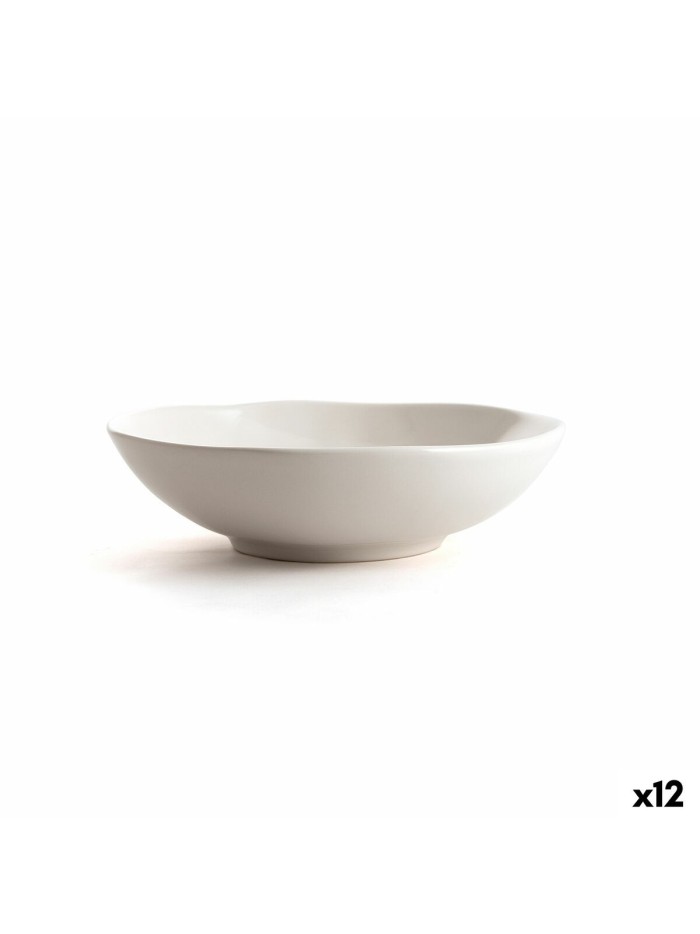 Deep Plate Bidasoa Cosmos White Ceramic 20,5 cm (12 Units)