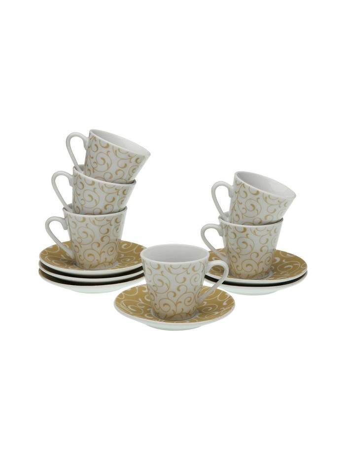 Set of 6 Cups with Plate Versa Serpentine Porcelain