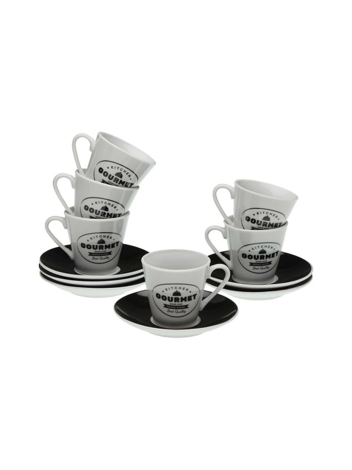 Juego de 6 Tazas con Plato Versa Gourmet Porcelana