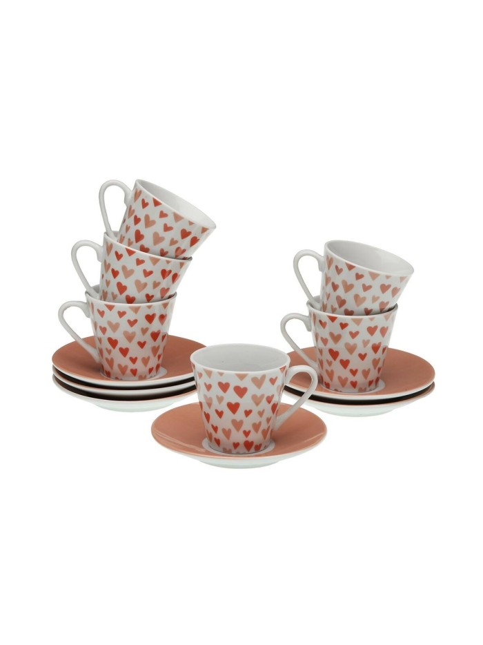 Set of 6 Cups with Plate Versa Amore Porcelain