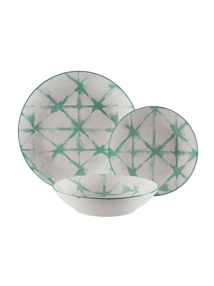 Assiettes Versa Pompeia Turquoise Porcelaine 18 Pièces