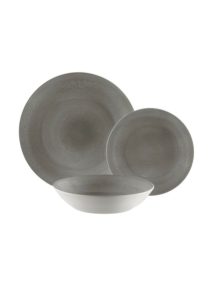 Assiettes Versa Pia Gris Porcelaine 18 Pièces