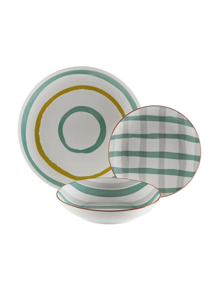 Assiettes Versa Anette Turquoise Porcelaine 18 Pièces