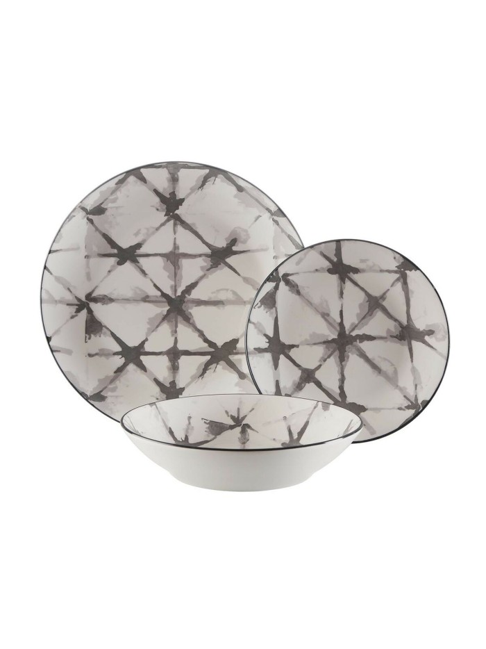 Assiettes Versa Pompeia Gris Porcelaine 18 Pièces