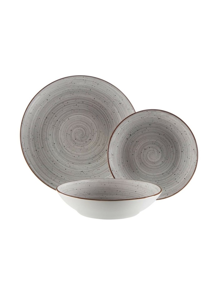 Vajilla Versa Alba Gris Porcelana 18 Piezas