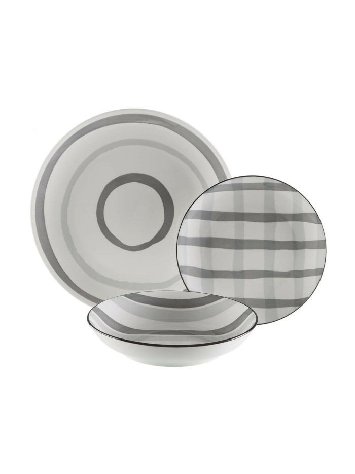 Vajilla Versa Anette Gris Porcelana 18 Piezas