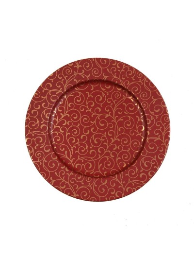 Bajo Plato Versa Serpentine Rojo Metal 33 x 1,5 x 33 cm