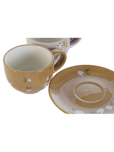 Juego de Tazas de Café DKD Home Decor Amarillo Rosa Mostaza Lila Metal Dolomita 180 ml