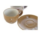 Juego de Tazas de Café DKD Home Decor Amarillo Rosa Mostaza Lila Metal Dolomita 180 ml
