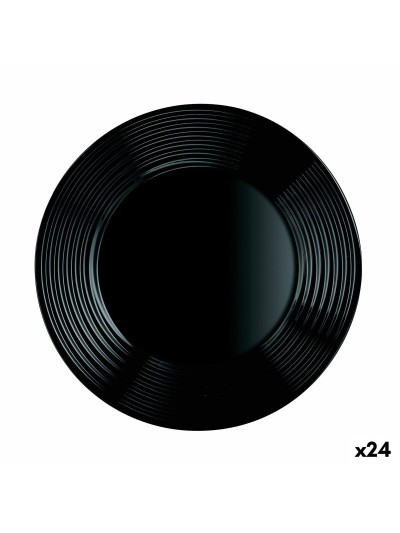 Flat plate Luminarc Harena Black Glass (25 cm) (24 Units)