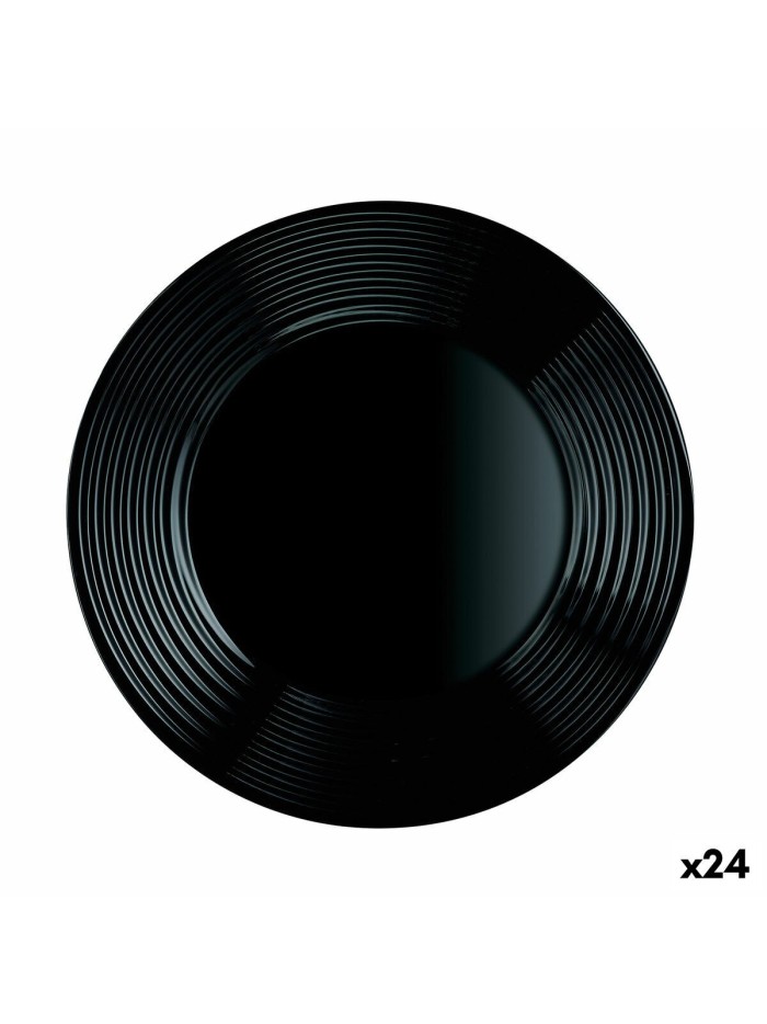 Plato Llano Luminarc Harena Negro Vidrio (25 cm) (24 Unidades)
