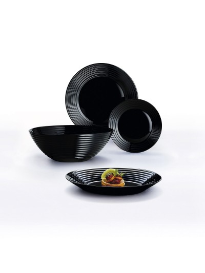 Flat plate Luminarc Harena Black Glass (25 cm) (24 Units)
