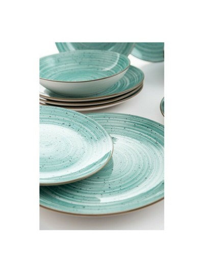 Dinnerware Set Quid Montreal Ceramic Turquoise Stoneware 18 Pieces
