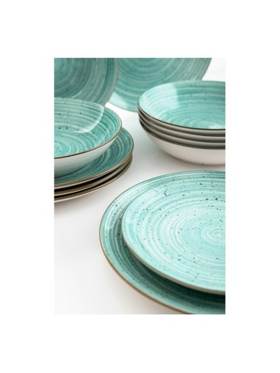 Service de Vaisselle Quid Montreal Céramique Turquoise Grès 18 Pièces