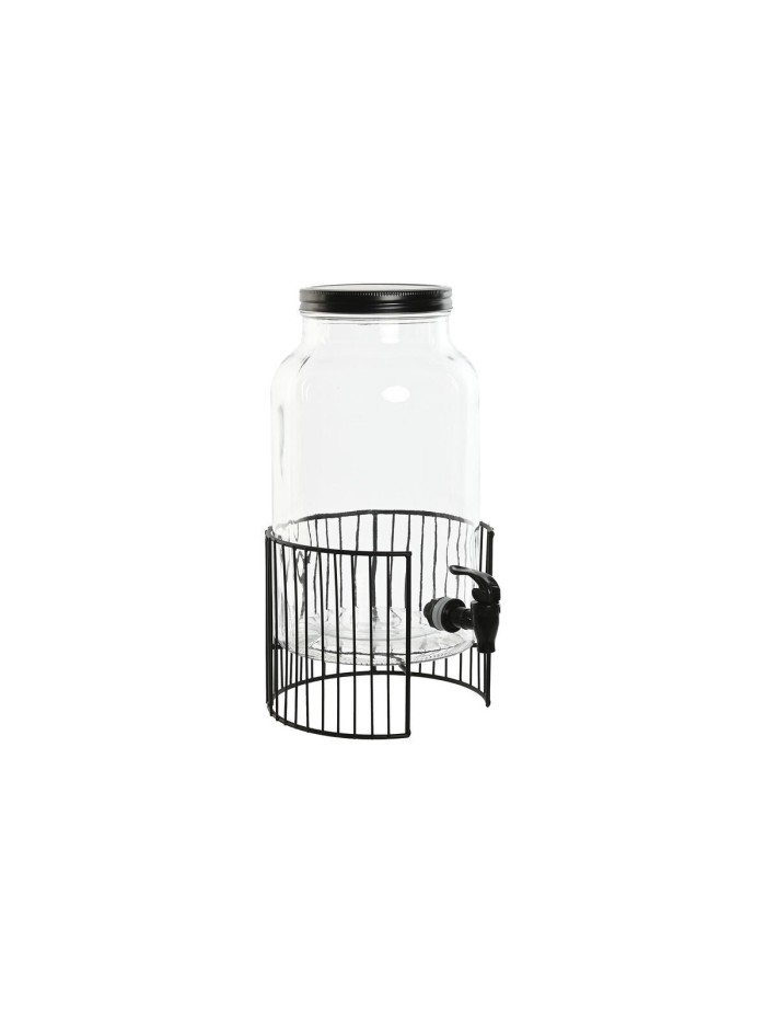 Dispensador de bebidas Home ESPRIT Negro Metal Cristal 5,5 L 21 x 21 x 37 cm