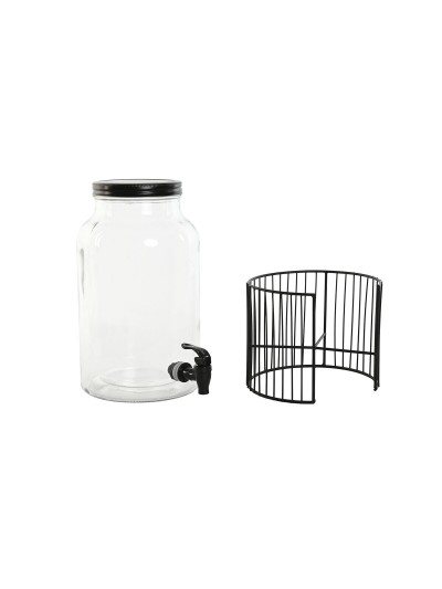 Dispensador de bebidas Home ESPRIT Negro Metal Cristal 5,5 L 21 x 21 x 37 cm