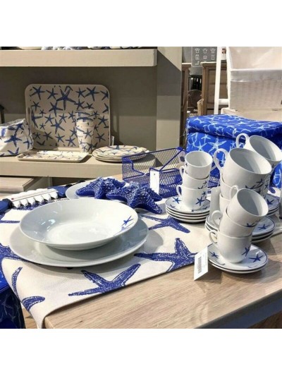 Piece Coffee Cup Set Blue Sea Porcelain (6 Pieces)