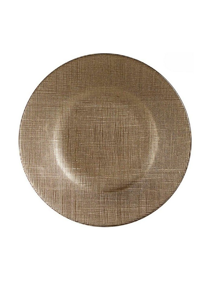 Plato Llano Dorado Vidrio 21 x 2 x 21 cm