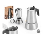 Italian Coffee Pot Black Silver Steel 9 Cups