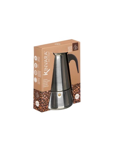 Cafetera Italiana Negro Plateado Acero 9 Tazas