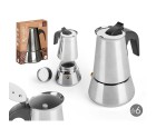 Cafetera Italiana Negro Plateado Acero 6 Tazas