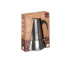 Italian Coffee Pot Black Silver Steel 6 Cups