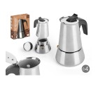 Italian Coffee Pot Black Silver Steel 4 Cups