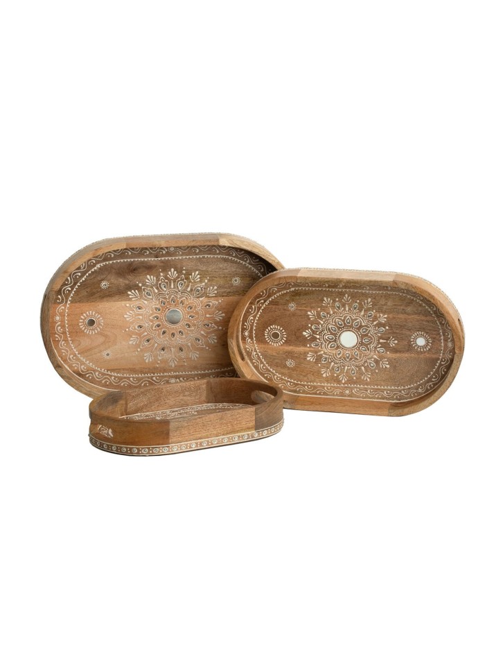 Set of trays Romimex Brown Mango wood 42 x 5 x 28 cm 3 Pieces