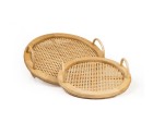 Set of trays Romimex Beige Wood Bamboo 39 x 39 x 9 cm 2 Pieces