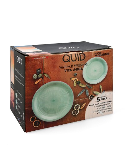 Assiettes Quid Vita Aqua Bleu Céramique 18 Pièces