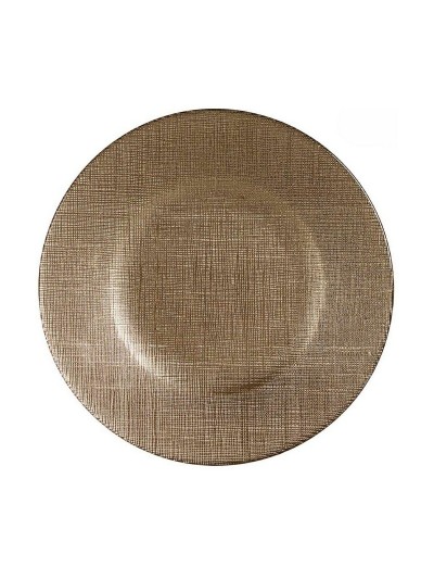 Plato Llano Dorado Vidrio 21 x 2 x 21 cm